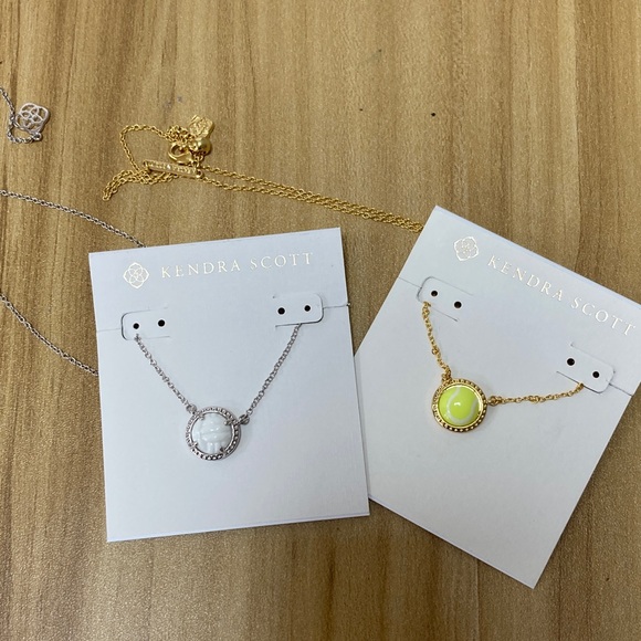 Kendra Scott Silver and Gold Necklace Duo with White and Yellow Stones - Picture 4 of 4